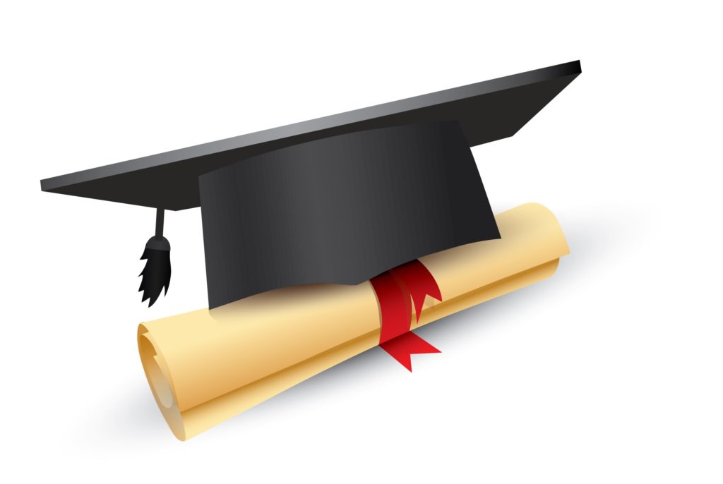 Graduation cap and diploma.