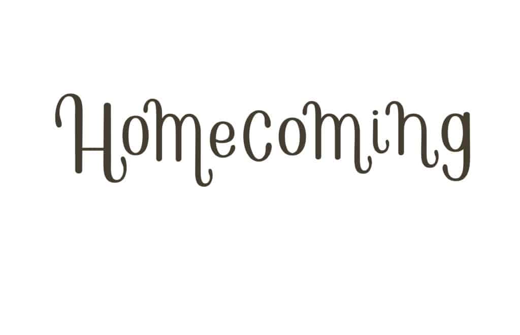Word homecoming on a white background.